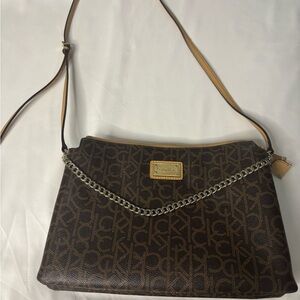 Calvin Klein Brown Crossbody Bag with Monogram Design